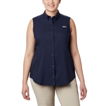 Columbia Overhemd Dames, PFG Tamiami Sleeveless Plus Size Donkerblauw, 12VICBUKD